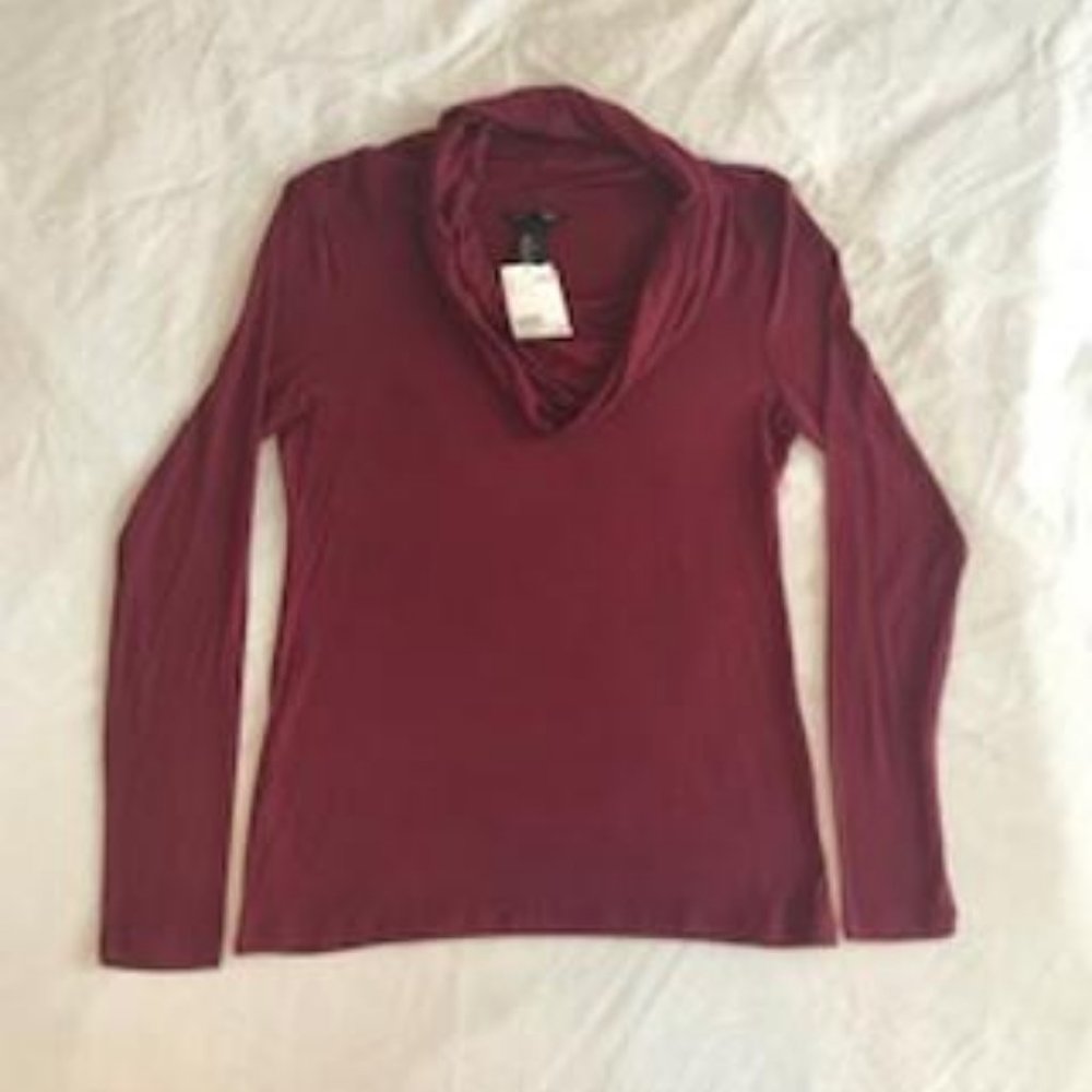 NWT H&M Burgundy Red Cowl Turtleneck Long Sleeve Tee
